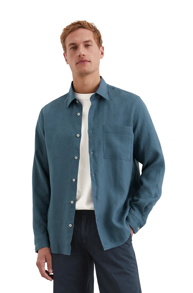 MARC O'POLO Regular fit shirt made from pure linen Blue 