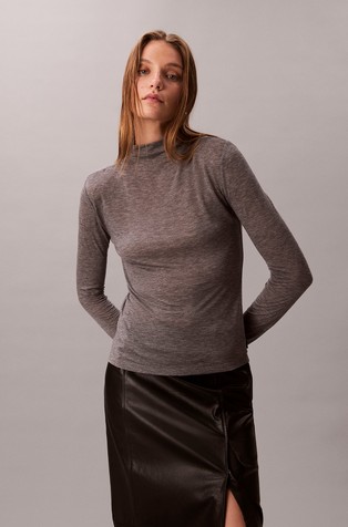 Wool Blend Mock Neck Top