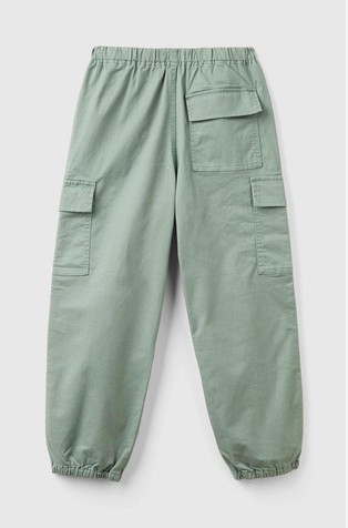 BENETTON Relaxed fit cargo hlače iz elastičnega bombaža Zelena - Green 2