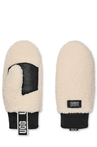 Rokavice iz kodrastega umetnega krzna z logo trakom