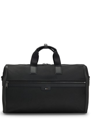 Zipped holdall in textured fabric with embossed logo