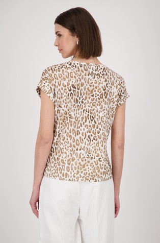 MONARI T-shirt with leopard pattern Camel Patterned 3