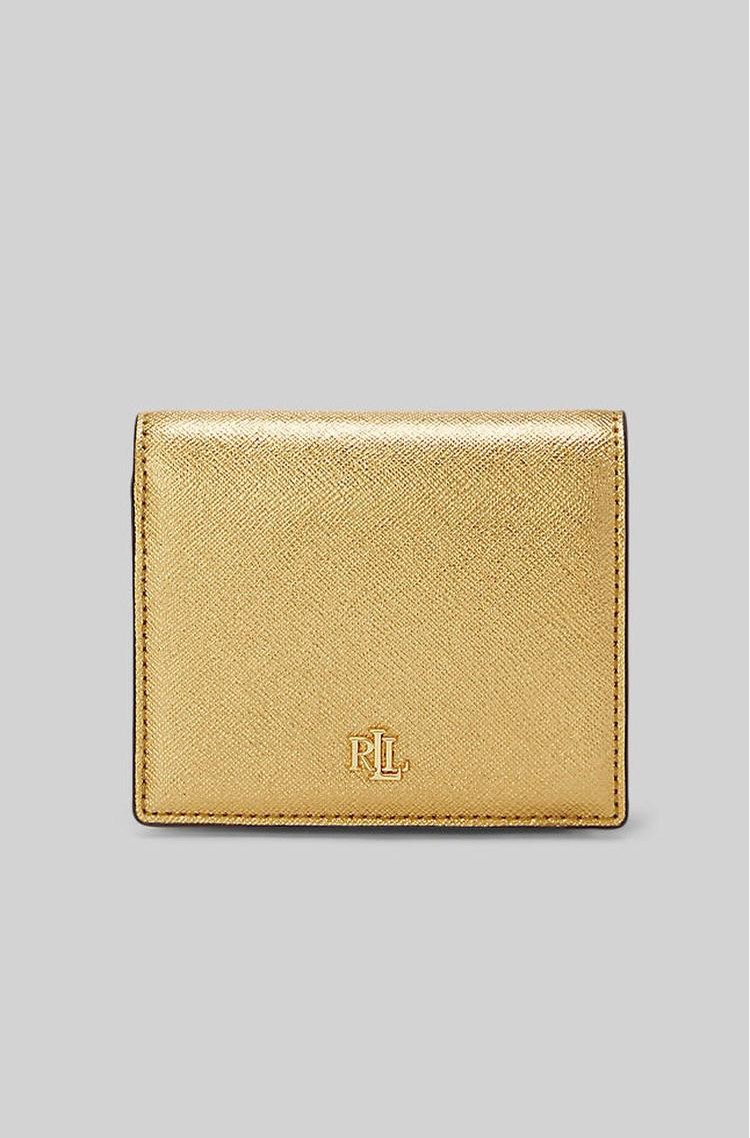 RALPH LAUREN Usnjena denarnica Zlata - Modern Gold 