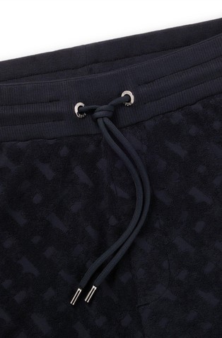 HUGO BOSS Cotton shorts with all-over monogram jacquard Dark Blue 2