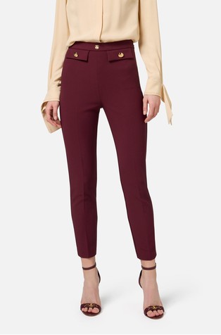 Slim fit hlače iz raztegljive krep tkanine z logotipom