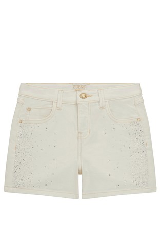 Denim kratke hlače z okrasnimi kamenčki