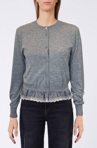 Wool blend Cardigan with Lingerie Detail