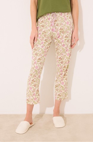 Cropped pyjama trousers with flowers
