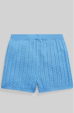 RALPH LAUREN Pletene bombažne kratke hlače Modra - Harbor Island Blue / Laguna Pink 2
