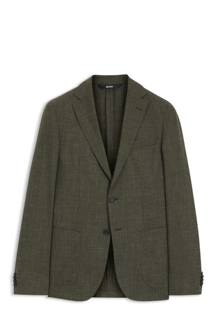 Slim-fit jacket in virgin wool and linen