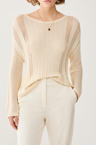 Mesh and rib knit jumper