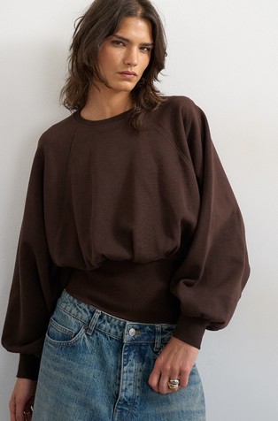 TSREGA cinch waist balloon sweatshirt
