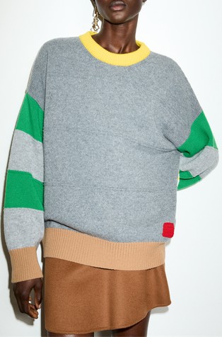 Oversized pure wool jumper in colourblock