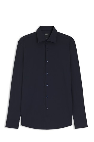 Slim fit srajca iz strukturiranega performance-stretch jerseya