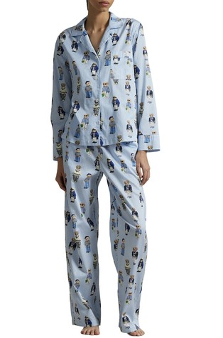 Polo Bear črtasta bombažna pižama z dolgimi rokavi