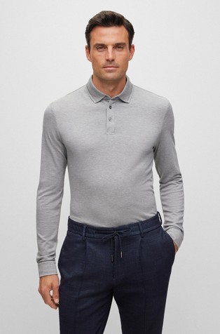 Polo shirt in cotton-blend with silk