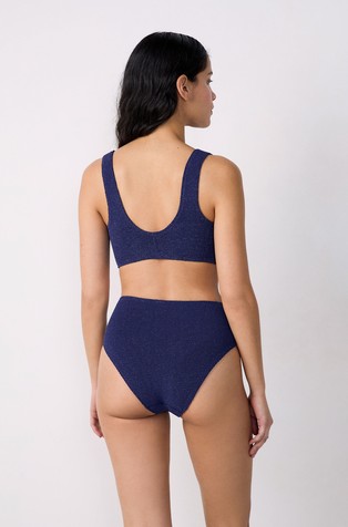 ETAM Triangle Bikini Top in Stretch Material Midnight Blue 2