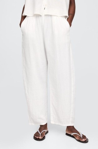 GAP Crinkle Gauze Easy Barrel Pants New Off White 2