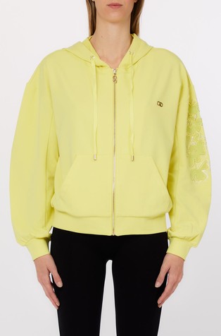 Hooded sweatshirt with floral embroidery