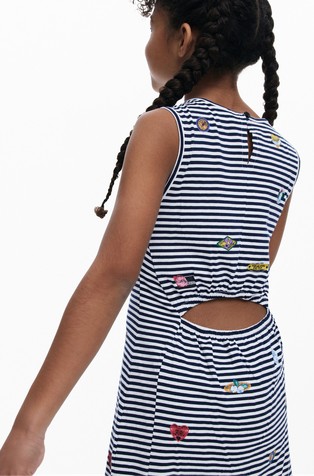 DESIGUAL Striped cut-out dress Blue/White 3