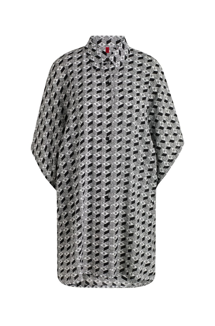 HUGO BOSS Short-sleeved beach dress with all-over logo print Black / White 