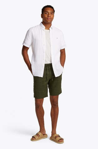 TOMMY HILFIGER Lanena srajca s kratkimi rokavi Bela - White 3