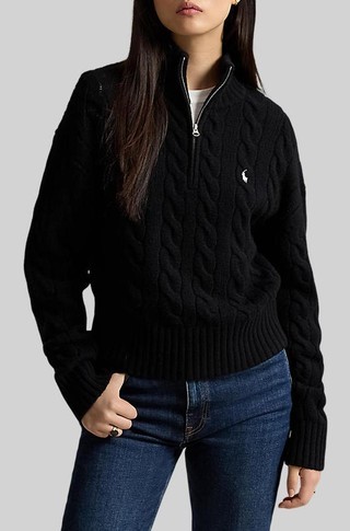 Cable Wool-cashmere Half-zip Sweater
