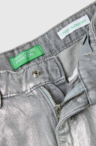 BENETTON Relaxed fit bombažne jeans hlače Srebrna - Silver 3