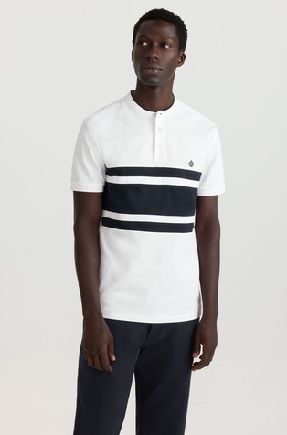 Colour block slim fit mandarin collar polo shirt