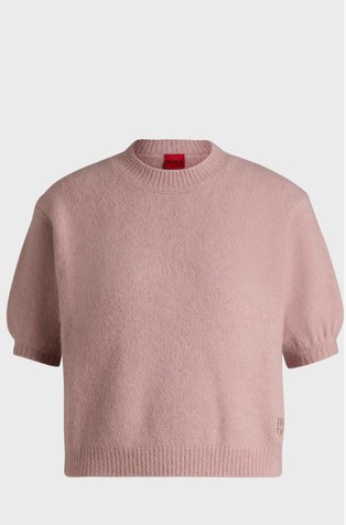 Puff-sleeve knit t-shirt in a relaxed fit