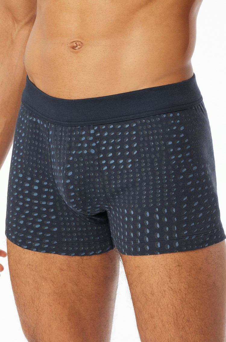 SCHIESSER Fine Interlock - vzorčaste boksarice Modra - Dark Blue 