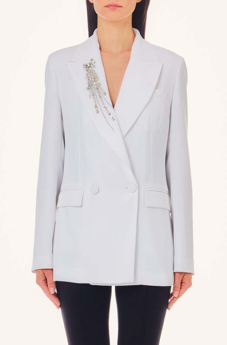 LIU JO Blazer with bejewelled detailing Off-White 