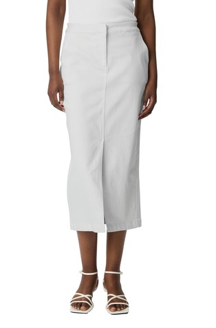 Midi denim skirt with slit