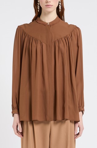 Viscose blouse with gathered details