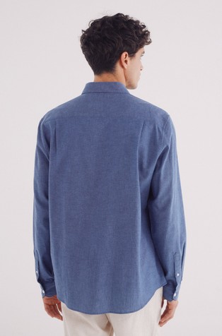 SPRINGFIELD Cotton and linen blend shirt Blue 2