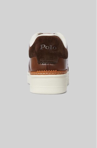 RALPH LAUREN Masters Court Burnished Leather Sneaker Tan 3