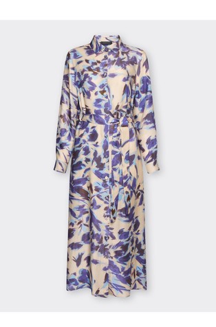 Vzorčasta viskozna srajčna obleka