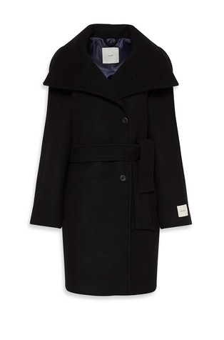 Wool-blend belted coat
