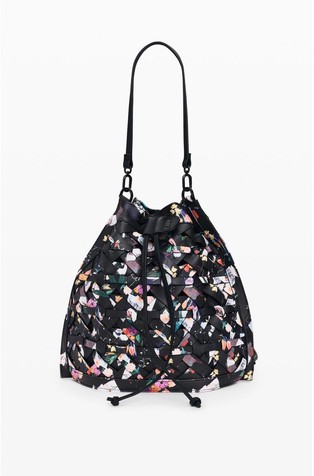 Medium prepleten nahrbtnik s cvetličnim vzorcem in več načini nošenja