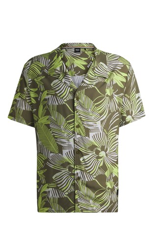 Regular-fit viscose beach shirt with all-over print