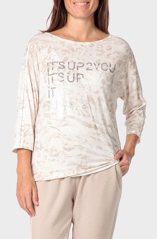 Vzorčasta majica s 3/4 rokavi