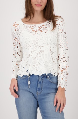 Viscose jumper with cornelly crochet pattern