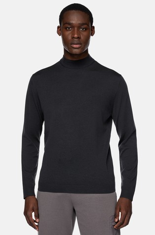 Pleten pulover iz merino volne s povišanim ovratnikom