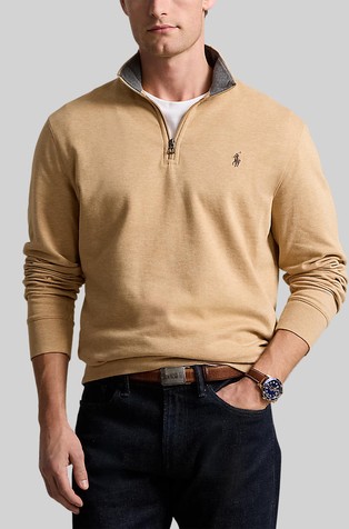 Pleten pulover iz bombažne mešanice z delno zadrgo