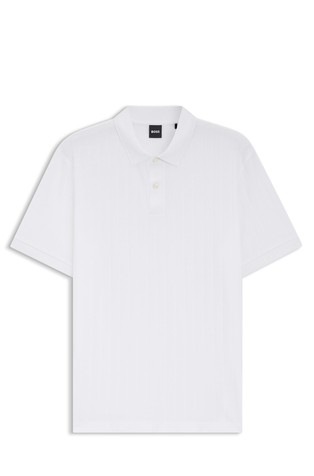 Mercerised-cotton polo shirt with vertical stripes