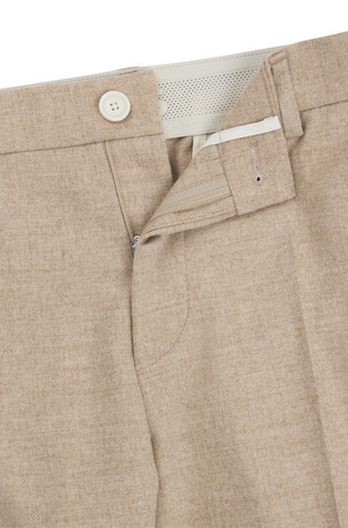 HUGO BOSS Slim fit hlače iz flanelaste volnene mešanice Bež - Beige 2