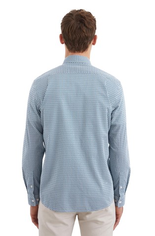 MARC O'POLO Shirt shaped with all-over print in organic cotton Multi / Iris Ink 2