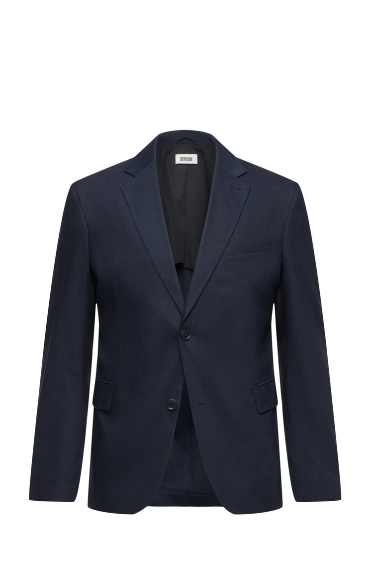 DRYKORN Single-breasted jacket in linen blend Dark Navy 