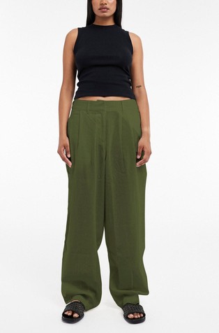 TSBINA barrel fit trousers in linen and viscose