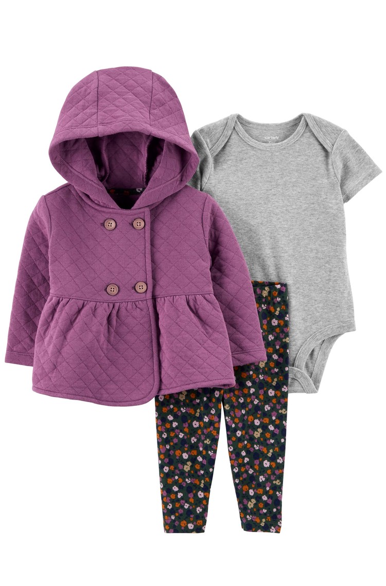 CARTER'S Baby 3-Piece Quilted Cardigan Set Multi 